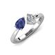 3 - Lysha 1.10 ctw Iolite Pear Shape (7x5 mm) & Natural Diamond Cushion Shape (5.00 mm) Toi Et Moi Engagement Ring 