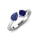 3 - Lysha 1.41 ctw Iolite Pear Shape (7x5 mm) & Lab Created Blue Sapphire Cushion Shape (5.00 mm) Toi Et Moi Engagement Ring 