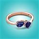 2 - Lysha 1.41 ctw Iolite Pear Shape (7x5 mm) & Lab Created Blue Sapphire Cushion Shape (5.00 mm) Toi Et Moi Engagement Ring 