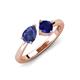 3 - Lysha 1.41 ctw Iolite Pear Shape (7x5 mm) & Lab Created Blue Sapphire Cushion Shape (5.00 mm) Toi Et Moi Engagement Ring 