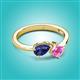 2 - Lysha 1.41 ctw Iolite Pear Shape (7x5 mm) & Lab Created Pink Sapphire Cushion Shape (5.00 mm) Toi Et Moi Engagement Ring 