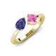 3 - Lysha 1.41 ctw Iolite Pear Shape (7x5 mm) & Lab Created Pink Sapphire Cushion Shape (5.00 mm) Toi Et Moi Engagement Ring 