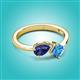 2 - Lysha 1.35 ctw Iolite Pear Shape (7x5 mm) & Blue Topaz Cushion Shape (5.00 mm) Toi Et Moi Engagement Ring 