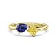 1 - Lysha 1.41 ctw Iolite Pear Shape (7x5 mm) & Lab Created Yellow Sapphire Cushion Shape (5.00 mm) Toi Et Moi Engagement Ring 