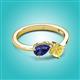 2 - Lysha 1.41 ctw Iolite Pear Shape (7x5 mm) & Lab Created Yellow Sapphire Cushion Shape (5.00 mm) Toi Et Moi Engagement Ring 
