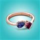 2 - Lysha 1.22 ctw Iolite Pear Shape (7x5 mm) & Rhodolite Garnet Cushion Shape (5.00 mm) Toi Et Moi Engagement Ring 
