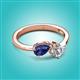 2 - Lysha 1.10 ctw Iolite Pear Shape (7x5 mm) & Lab Grown Diamond Cushion Shape (5.00 mm) Toi Et Moi Engagement Ring 