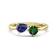 1 - Lysha 1.15 ctw Iolite Pear Shape (7x5 mm) & Lab Created Emerald Cushion Shape (5.00 mm) Toi Et Moi Engagement Ring 