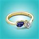 2 - Lysha 1.10 ctw Iolite Pear Shape (7x5 mm) & Natural Diamond Cushion Shape (5.00 mm) Toi Et Moi Engagement Ring 