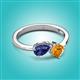 2 - Lysha 1.10 ctw Iolite Pear Shape (7x5 mm) & Citrine Cushion Shape (5.00 mm) Toi Et Moi Engagement Ring 