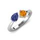 3 - Lysha 1.10 ctw Iolite Pear Shape (7x5 mm) & Citrine Cushion Shape (5.00 mm) Toi Et Moi Engagement Ring 