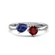 1 - Lysha 1.35 ctw Iolite Pear Shape (7x5 mm) & Red Garnet Cushion Shape (5.00 mm) Toi Et Moi Engagement Ring 