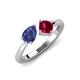 3 - Lysha 1.41 ctw Iolite Pear Shape (7x5 mm) & Lab Created Ruby Cushion Shape (5.00 mm) Toi Et Moi Engagement Ring 