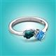 2 - Lysha 1.60 ctw London Blue Topaz Pear Shape (7x5 mm) & Blue Topaz Cushion Shape (5.00 mm) Toi Et Moi Engagement Ring 