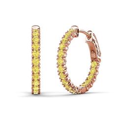 Amia Round Yellow Sapphire Inside Out Hoop Earrings Round Yellow Sapphire ctw Womens Inside Out Hoop Earrings K Rose Gold