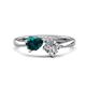 1 - Lysha 1.35 ctw London Blue Topaz Pear Shape (7x5 mm) & Lab Grown Diamond Cushion Shape (5.00 mm) Toi Et Moi Engagement Ring 