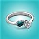 2 - Lysha 1.35 ctw London Blue Topaz Pear Shape (7x5 mm) & Lab Grown Diamond Cushion Shape (5.00 mm) Toi Et Moi Engagement Ring 