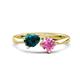 1 - Lysha 1.66 ctw London Blue Topaz Pear Shape (7x5 mm) & Lab Created Pink Sapphire Cushion Shape (5.00 mm) Toi Et Moi Engagement Ring 