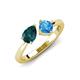 3 - Lysha 1.60 ctw London Blue Topaz Pear Shape (7x5 mm) & Blue Topaz Cushion Shape (5.00 mm) Toi Et Moi Engagement Ring 
