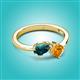 2 - Lysha 1.35 ctw London Blue Topaz Pear Shape (7x5 mm) & Citrine Cushion Shape (5.00 mm) Toi Et Moi Engagement Ring 