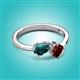 2 - Lysha 1.60 ctw London Blue Topaz Pear Shape (7x5 mm) & Red Garnet Cushion Shape (5.00 mm) Toi Et Moi Engagement Ring 