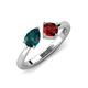 3 - Lysha 1.60 ctw London Blue Topaz Pear Shape (7x5 mm) & Red Garnet Cushion Shape (5.00 mm) Toi Et Moi Engagement Ring 