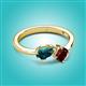 2 - Lysha 1.60 ctw London Blue Topaz Pear Shape (7x5 mm) & Red Garnet Cushion Shape (5.00 mm) Toi Et Moi Engagement Ring 