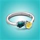 2 - Lysha 1.66 ctw London Blue Topaz Pear Shape (7x5 mm) & Lab Created Yellow Sapphire Cushion Shape (5.00 mm) Toi Et Moi Engagement Ring 