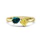 1 - Lysha 1.66 ctw London Blue Topaz Pear Shape (7x5 mm) & Lab Created Yellow Sapphire Cushion Shape (5.00 mm) Toi Et Moi Engagement Ring 