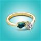 2 - Lysha 1.35 ctw London Blue Topaz Pear Shape (7x5 mm) & Lab Grown Diamond Cushion Shape (5.00 mm) Toi Et Moi Engagement Ring 