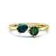 1 - Lysha 1.40 ctw London Blue Topaz Pear Shape (7x5 mm) & Lab Created Emerald Cushion Shape (5.00 mm) Toi Et Moi Engagement Ring 