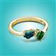 2 - Lysha 1.40 ctw London Blue Topaz Pear Shape (7x5 mm) & Lab Created Emerald Cushion Shape (5.00 mm) Toi Et Moi Engagement Ring 