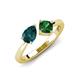 3 - Lysha 1.40 ctw London Blue Topaz Pear Shape (7x5 mm) & Lab Created Emerald Cushion Shape (5.00 mm) Toi Et Moi Engagement Ring 