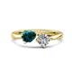 1 - Lysha 1.35 ctw London Blue Topaz Pear Shape (7x5 mm) & Natural Diamond Cushion Shape (5.00 mm) Toi Et Moi Engagement Ring 