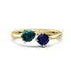 1 - Lysha 1.66 ctw London Blue Topaz Pear Shape (7x5 mm) & Lab Created Blue Sapphire Cushion Shape (5.00 mm) Toi Et Moi Engagement Ring 