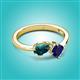 2 - Lysha 1.66 ctw London Blue Topaz Pear Shape (7x5 mm) & Lab Created Blue Sapphire Cushion Shape (5.00 mm) Toi Et Moi Engagement Ring 