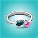 2 - Lysha 1.66 ctw London Blue Topaz Pear Shape (7x5 mm) & Lab Created Pink Sapphire Cushion Shape (5.00 mm) Toi Et Moi Engagement Ring 