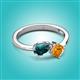 2 - Lysha 1.35 ctw London Blue Topaz Pear Shape (7x5 mm) & Citrine Cushion Shape (5.00 mm) Toi Et Moi Engagement Ring 