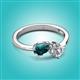3 - Lysha 1.35 ctw London Blue Topaz Pear Shape (7x5 mm) & Lab Grown Diamond Cushion Shape (5.00 mm) Toi Et Moi Engagement Ring 