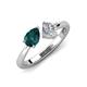 4 - Lysha 1.35 ctw London Blue Topaz Pear Shape (7x5 mm) & Lab Grown Diamond Cushion Shape (5.00 mm) Toi Et Moi Engagement Ring 