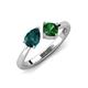 3 - Lysha 1.40 ctw London Blue Topaz Pear Shape (7x5 mm) & Lab Created Emerald Cushion Shape (5.00 mm) Toi Et Moi Engagement Ring 