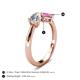 4 - Lysha 1.66 ctw Moissanite Pear Shape (7x5 mm) & Lab Created Pink Sapphire Cushion Shape (5.00 mm) Toi Et Moi Engagement Ring 