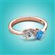 2 - Lysha 1.60 ctw Moissanite Pear Shape (7x5 mm) & Blue Topaz Cushion Shape (5.00 mm) Toi Et Moi Engagement Ring 