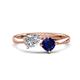 1 - Lysha 1.66 ctw Moissanite Pear Shape (7x5 mm) & Lab Created Blue Sapphire Cushion Shape (5.00 mm) Toi Et Moi Engagement Ring 