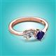 2 - Lysha 1.66 ctw Moissanite Pear Shape (7x5 mm) & Lab Created Blue Sapphire Cushion Shape (5.00 mm) Toi Et Moi Engagement Ring 