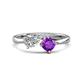 1 - Lysha 1.35 ctw Moissanite Pear Shape (7x5 mm) & Amethyst Cushion Shape (5.00 mm) Toi Et Moi Engagement Ring 