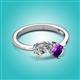 2 - Lysha 1.35 ctw Moissanite Pear Shape (7x5 mm) & Amethyst Cushion Shape (5.00 mm) Toi Et Moi Engagement Ring 