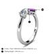 4 - Lysha 1.35 ctw Moissanite Pear Shape (7x5 mm) & Amethyst Cushion Shape (5.00 mm) Toi Et Moi Engagement Ring 