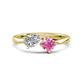 1 - Lysha 1.66 ctw Moissanite Pear Shape (7x5 mm) & Lab Created Pink Sapphire Cushion Shape (5.00 mm) Toi Et Moi Engagement Ring 