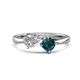 1 - Lysha 1.60 ctw Moissanite Pear Shape (7x5 mm) & London Blue Topaz Cushion Shape (5.00 mm) Toi Et Moi Engagement Ring 